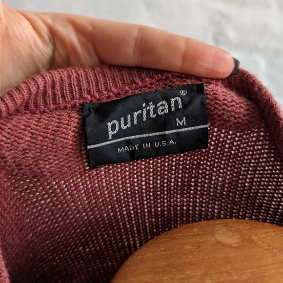 Vintage Minimalist Neutral Knit Grandpa Sweater Chunky Knit Earthy Boho Chic Top - Picture 6 of 8